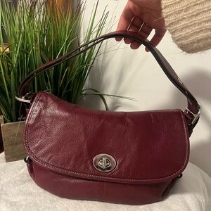 Coach Maroon Leather Shoulder Bag